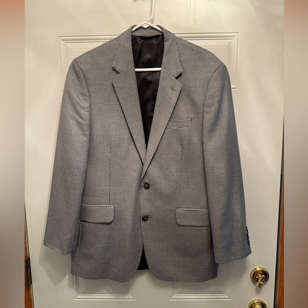 Croft & Barrow Men Two Button Gray White Black Classic Fit Sport Jacket Size 40R